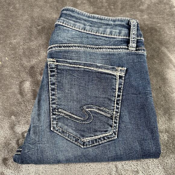 Silver Jeans Womens 27w/29L Blue Avery Skinny‎ Embroidered Denim Mid-rise Pants - Picture 1 of 14